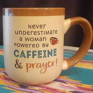 Large Inspirational "Prayer & Coffee" Mug by Abbey Gift, Tan & Brown, 18 oz